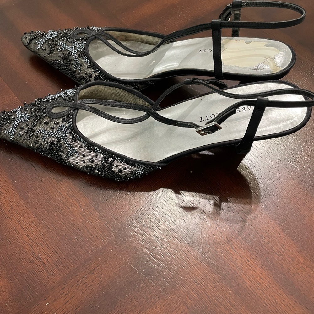 Karen Scott women’s Elegant beaded black sling back shoes size 7 medium - Picture 4 of 6